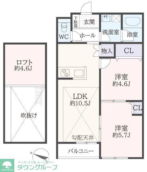 LUMIERE KUROBE(2LDK/1階)の間取り写真