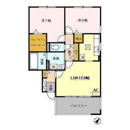 大和の里 E(2LDK/1階)の間取り写真