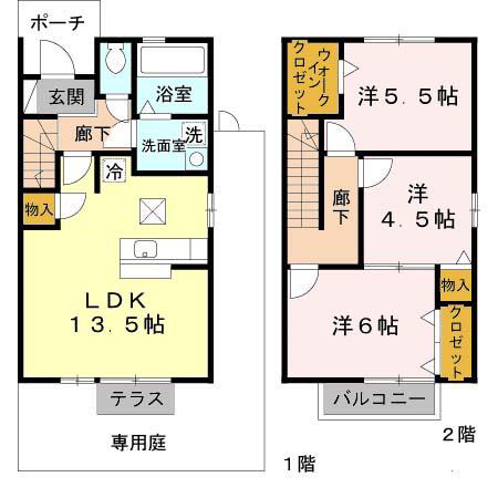 ローズコート雅(3LDK/1階)の間取り写真