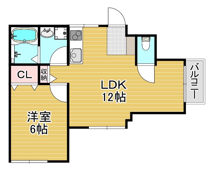 ラ・ルーチェ千躰(1LDK/4階)の間取り写真