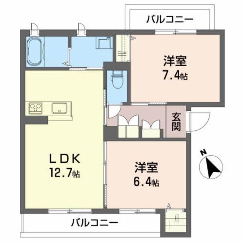 シャーメゾンリフージョ(2LDK/2階)の間取り写真