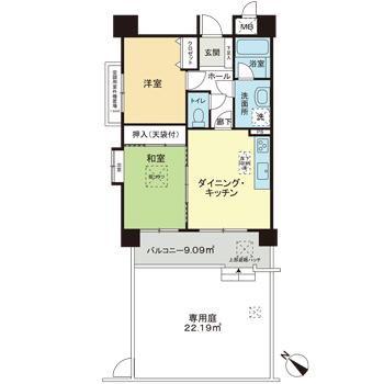 ライオンズマンション豊橋牧野町(2DK/1階)の間取り写真
