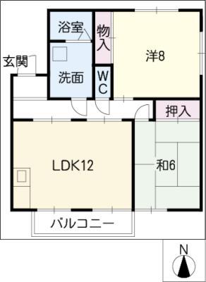 サンフラワーフジ(2LDK/2階)の間取り写真