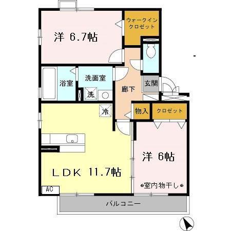 リビングタウン阿倉川 A(2LDK/3階)の間取り写真