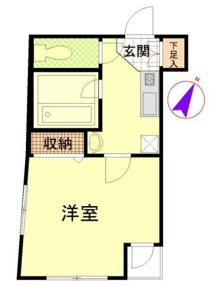 ゼフィール横濱(1K/2階)の間取り写真