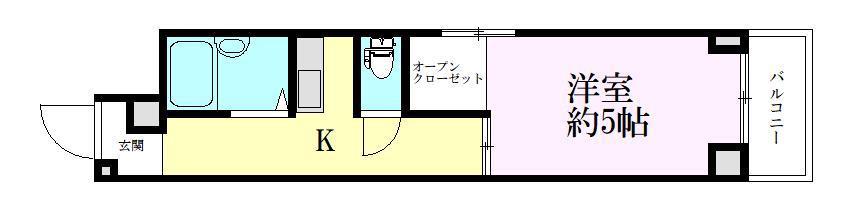 日成ヴィバーチェONE(1K/2階)の間取り写真