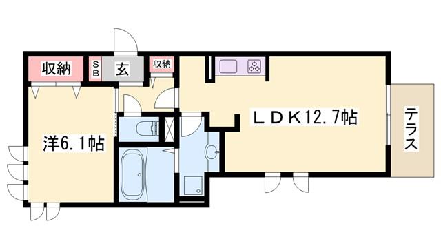 ベルフォーレII(1LDK/1階)の間取り写真