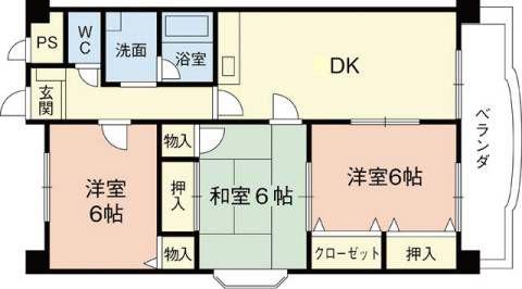 セピアコートI(3DK/1階)の間取り写真