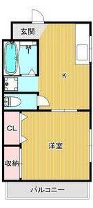リバーサイドII(1DK/1階)の間取り写真