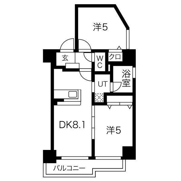 クラッセ北大前(2LDK/3階)の間取り写真