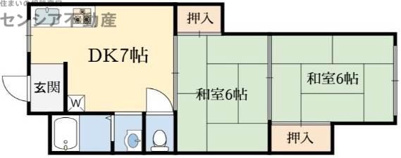 三進ビル(2DK/4階)の間取り写真