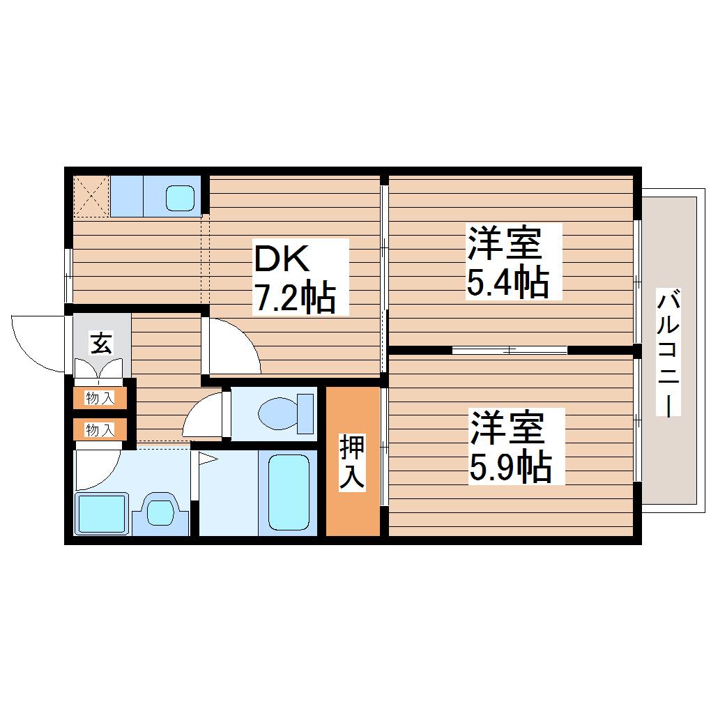 シャーメゾン中田(2DK/1階)の間取り写真