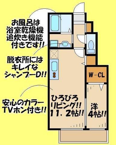 グランモア千歳烏山(1LDK/1階)の間取り写真