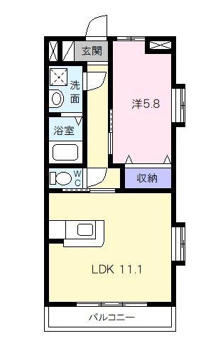 シャンティーク(1LDK/3階)の間取り写真