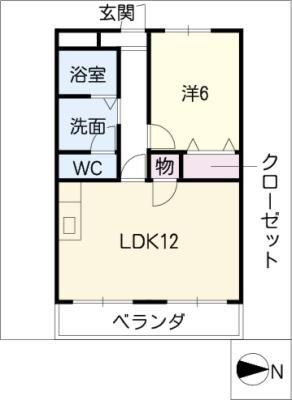 シャルマン三日市(1LDK/1階)の間取り写真