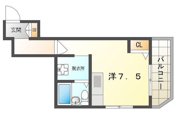 山一守口壱番館(ワンルーム/4階)の間取り写真