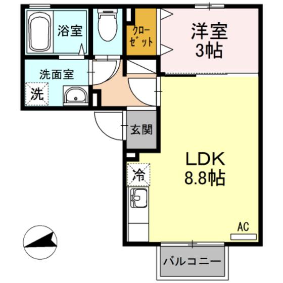 デュークヴィラ(1LDK/2階)の間取り写真