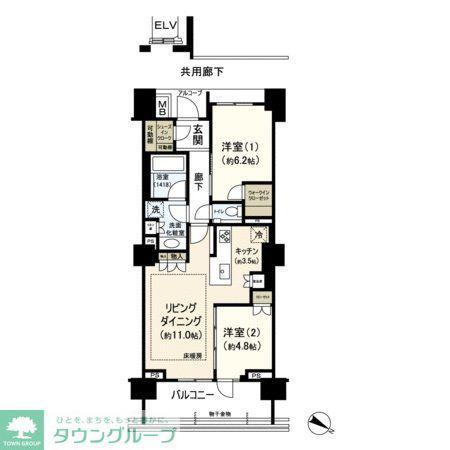ドレッセWISEたまプラーザ B棟(2LDK/5階)の間取り写真