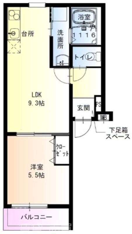 フジパレス堺諏訪森3番館(1LDK/1階)の間取り写真