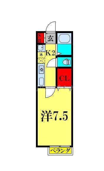 JR京浜東北線 大宮駅(埼玉) 徒歩15分 3階建 築23年(1K/2階)の間取り写真