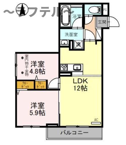 D-RESIDENCE所沢(2LDK/2階)の間取り写真