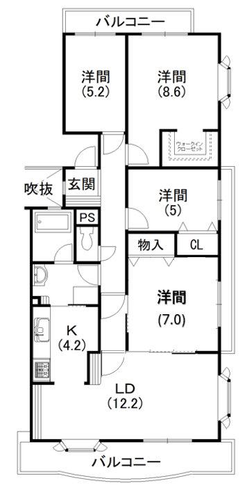 ドルチェ広沢(4LDK/3階)の間取り写真