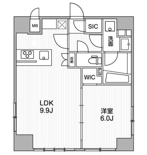 オルタナ銀座(1LDK/9階)の間取り写真