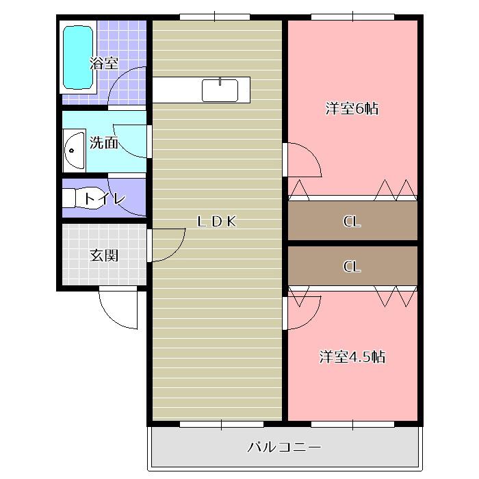 COCOアビタシオン(2LDK/2階)の間取り写真
