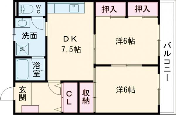 メゾフォルテM(2DK/2階)の間取り写真