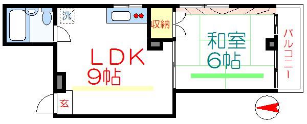向田ビル(1LDK/3階)の間取り写真