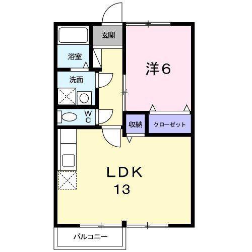 ウエストヒルズ船江山(1LDK/1階)の間取り写真