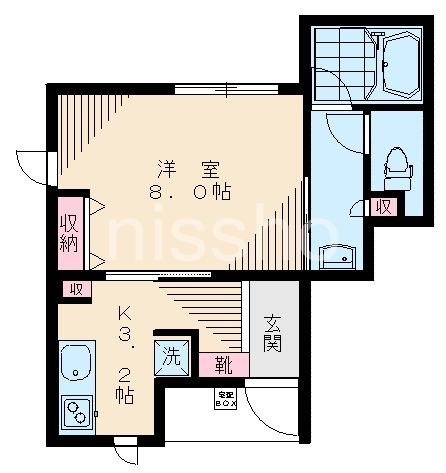 家政ハイツ八番館(1K/1階)の間取り写真