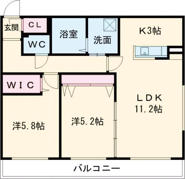 ミルウォーキー6(2LDK/2階)の間取り写真