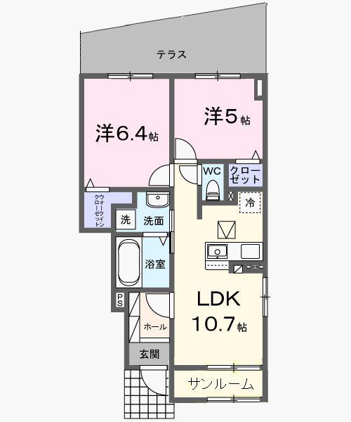 CASA FIKA B(2LDK/1階)の間取り写真