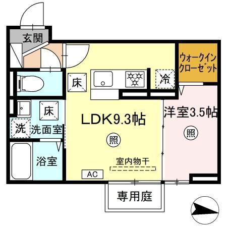 エスト・プラージュ(1LDK/1階)の間取り写真