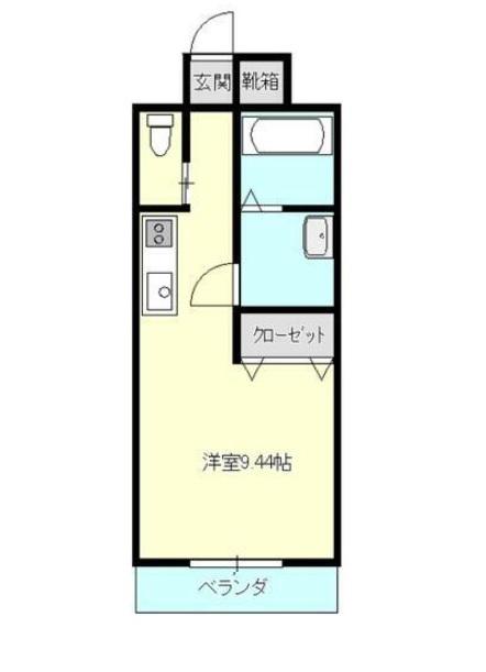 クレアコート若草(ワンルーム/3階)の間取り写真