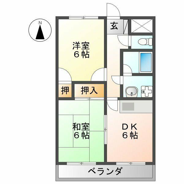 プランドール藤井(2DK/1階)の間取り写真