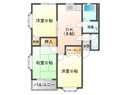 アネックスリブAB(3DK/2階)の間取り写真