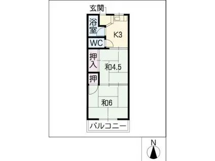 ときわ荘(2K/2階)の間取り写真