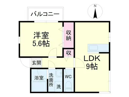 半田ビレッジ5号棟(1LDK/1階)の間取り写真