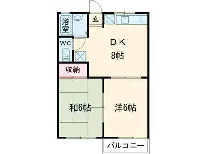 クリーンハイツ A棟(2DK/2階)の間取り写真