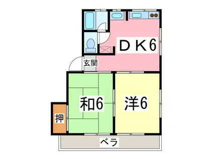 サンハイツYAMADA(2DK/2階)の間取り写真