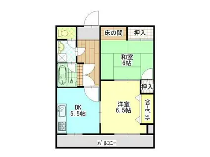 都ヴィレッヂ西桜(2DK/2階)の間取り写真