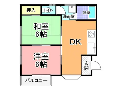 グリーンハイツ弥生 B棟(2DK/2階)の間取り写真