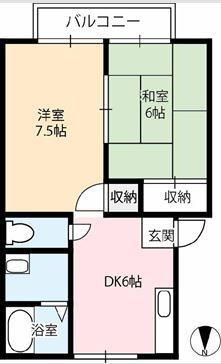 ワールドコーポ(2DK/2階)の間取り写真