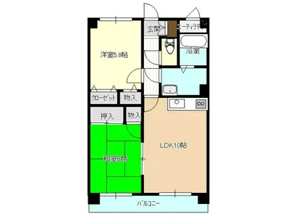 パレス高松II(2LDK/4階)の間取り写真