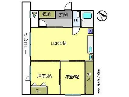 大町1丁目アパート(2LDK/2階)の間取り写真