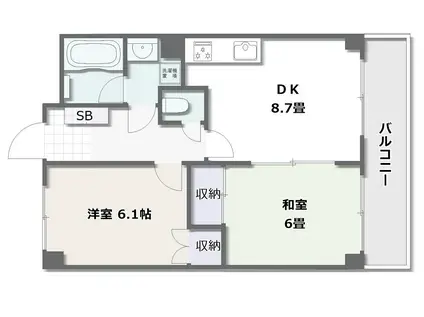 リバティハウスII(2DK/2階)の間取り写真