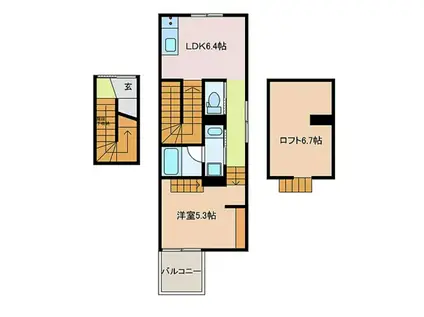 ブルーム ライラック(1LDK/2階)の間取り写真