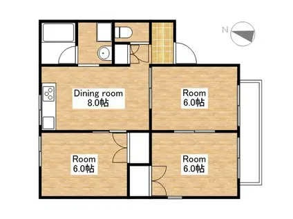 セジュール北新(3DK/2階)の間取り写真